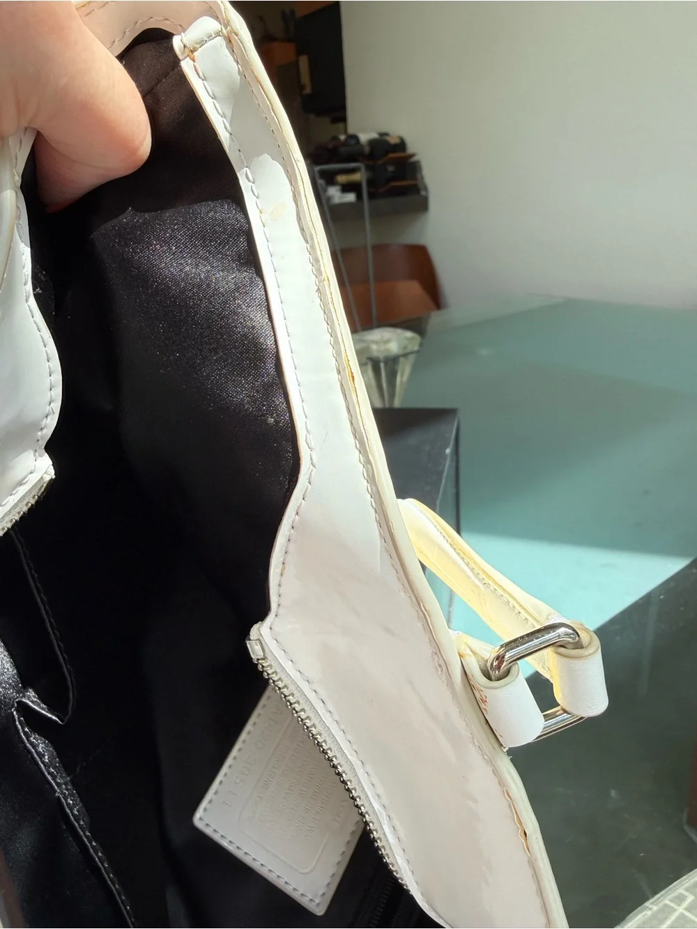 Coach White and Yellow Stripe Women's Tote Bag